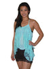 Blouses Sleeveless Top Lace Butterfly Blue