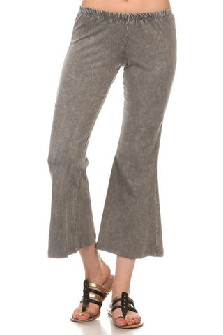 Cropped Pants High Waist Flare Denim Taupe Gray