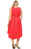 Plus Size Pleated Midi Cocktail Dress with Empire Waist Coral