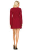 Tunic Top Fitted Dress with Long Bell Sleeves Burgundy