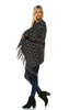 Cowl Aztec Cardigan Tribal Sweater Ponchos Geo Black Gray