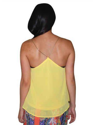 Blouses Sleeveless Top Chain Back Yellow