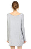 Tunic Top Shirt Dress Oversized Round Neck Long Sleeve Gray Large/X-Large