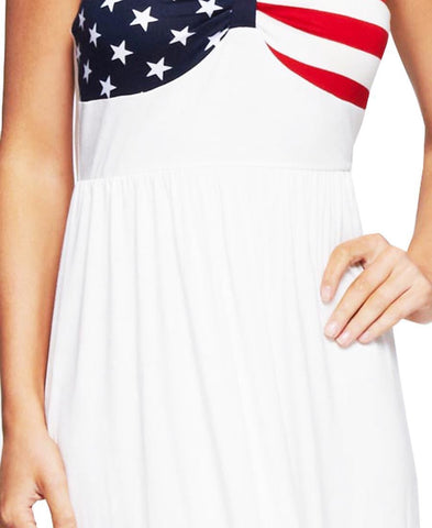 American Flag Dress Strapless Elegant American Flag Bust Off White
