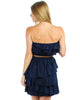 Strapless Mini Dress Ruffle Belt Navy Blue