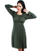 Green Floral Print Long Sleeve Sweatshirt Mini Dress with Hoodie