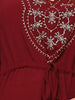 Plus Size Shirt Embroidered Detail String Waist Burgundy