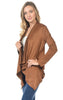 Suede Open Front Flyaway Jacket Cardigan Camel