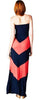 Maxi Dress Strapless Asymmetric Coral Navy