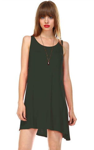 Strappy Back Dress Sleeveless and 3/4 Sleeve Olive Green