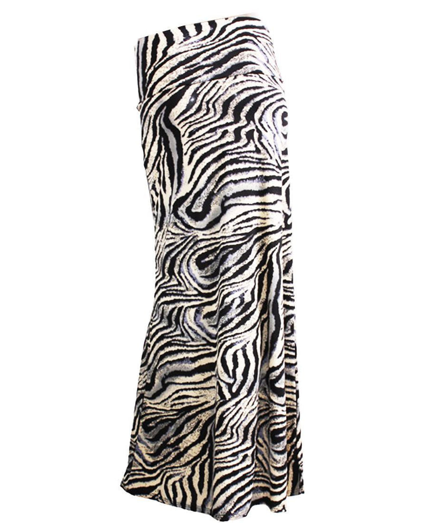 Black Silver Tiger Foldover Maxi Skirt