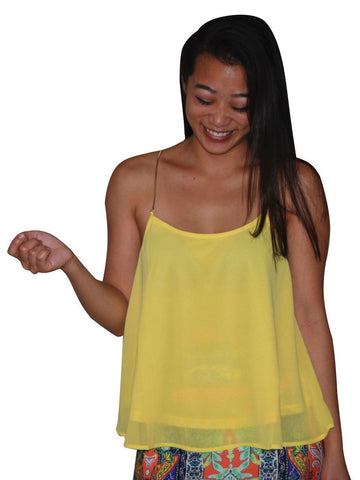 Blouses Sleeveless Top Chain Back Yellow