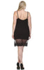 Plus Size Full Slip Dress with Lace Details Black