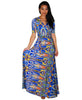 Maxi Dress with Sleeves Blue Yellow Bruin
