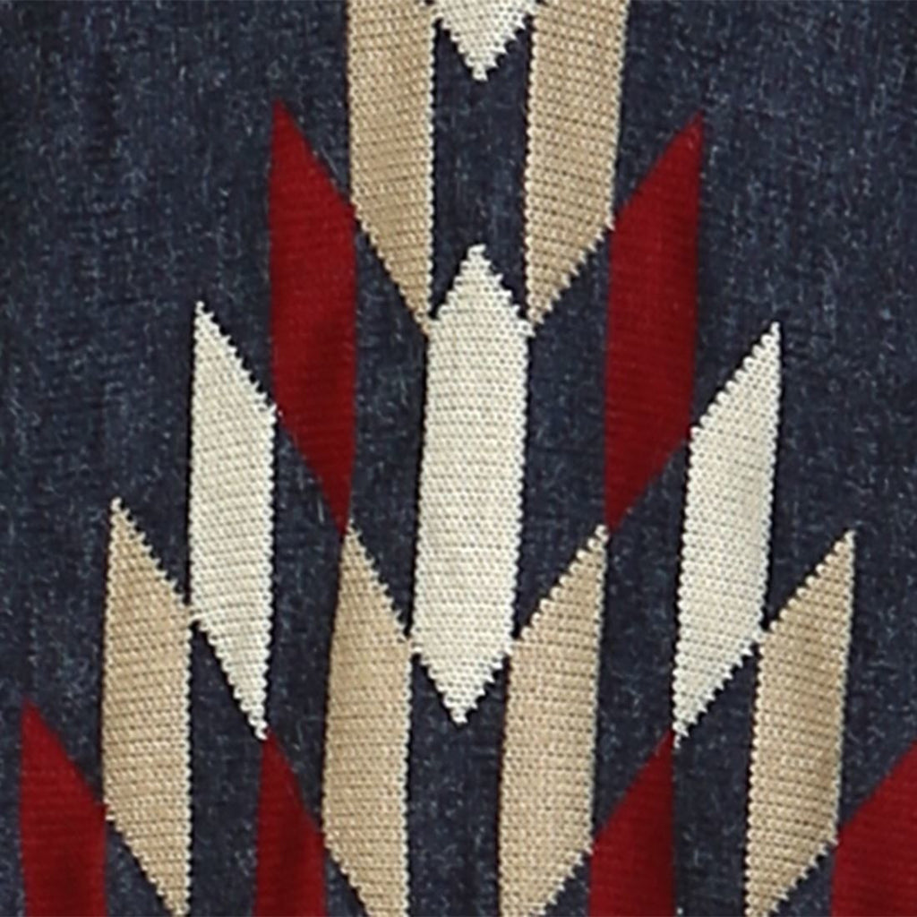 Long Aztec Cardigan Tribal Sweater Border Diamond Navy
