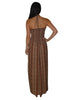 Animal Print Silky Strapless Dress Brown Snake Skin Tribal