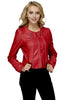 Womens Stylish Red 3 Zipper Faux Leather Jacket