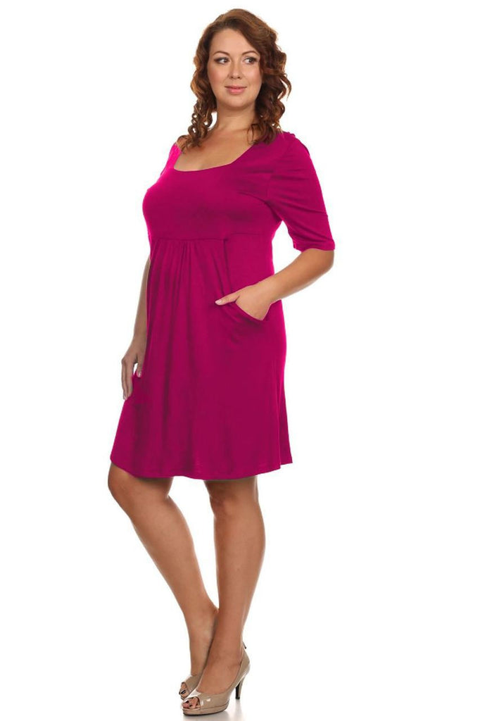 Plus Size Dresses with Sleeves with Pockets Coral