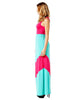Elegant Colorblock Chevron Teal Fuchsia Racerback Maxi Dress