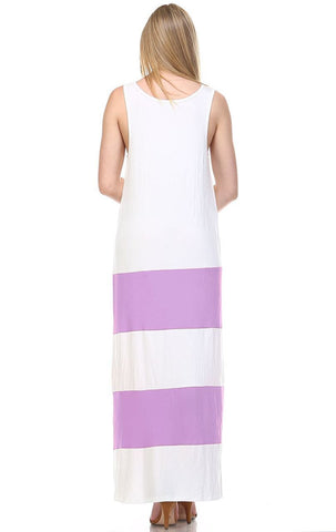Racerback Maxi Dress Sleeveless White Lavender