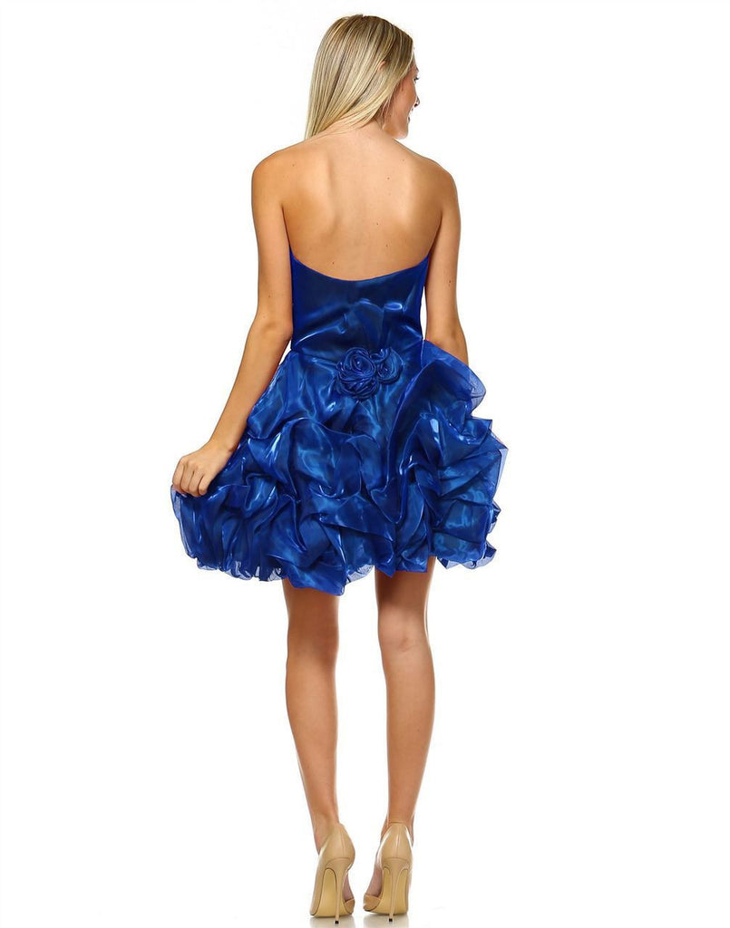 Homecoming Ruched Cocktail Dress Bubble Hem Royal Blue