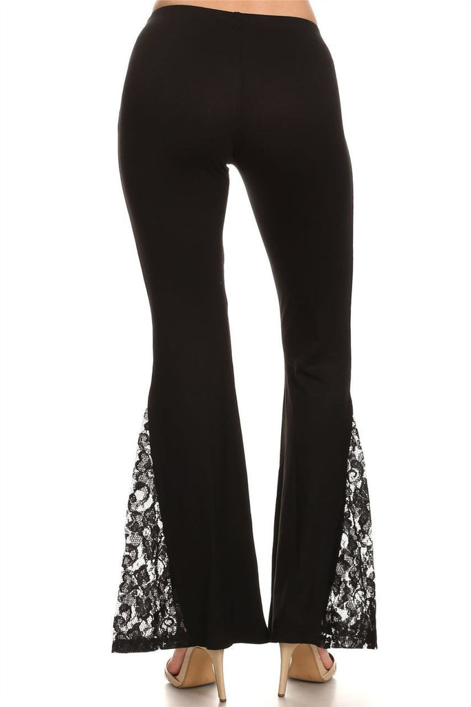 Pants & Jumpsuits | Boho Black Lace Inset Wide Flare Bell Bottom Pants |  Poshmark