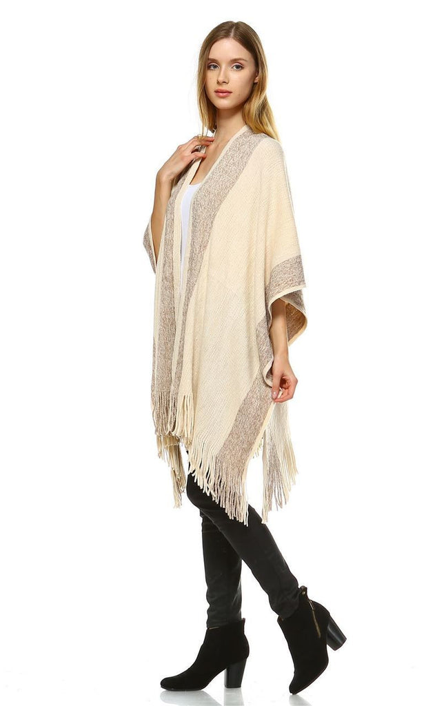 Regular and Plus Size Aztec Tribal Poncho Capes Wrap Beige