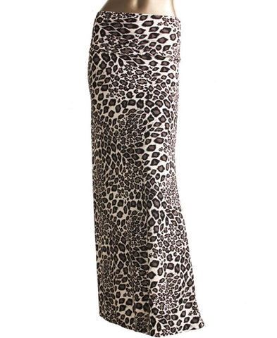 Black White Cheetah Foldover Maxi Skirt