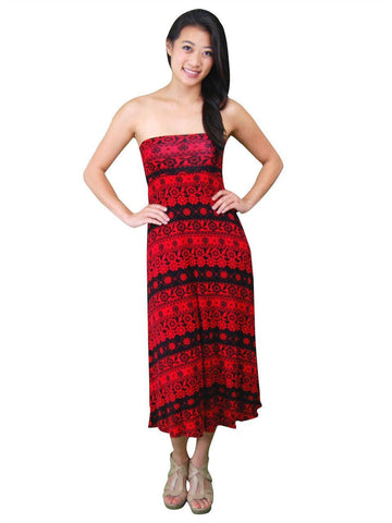 Maxi Skirt Holiday Flower Red Black