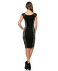 Stunning Classic Lace Side Panel Mini Dress Black Paisley
