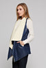Shearling Faux Fur Vest with Suede and Pockets Navy