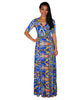 Maxi Dress with Sleeves Blue Yellow Bruin