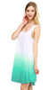 Dip Tie Dye Dress Tank Sleeveless Mini Dresses Seafoam Green White