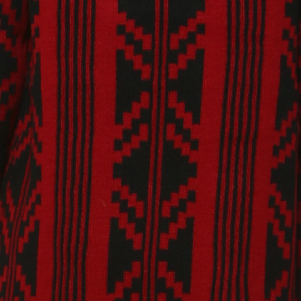 Long Trench Cardigan Tribal Sweater Geometric Burgundy Red