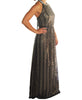 Sexy Black Nude Sleeveless Sequin Halter Top Party Gown Maxi Dress